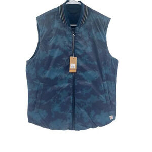Marine Layer Mens Navy Blue Reversible Puffer Vest Sky Captain Size M NWT